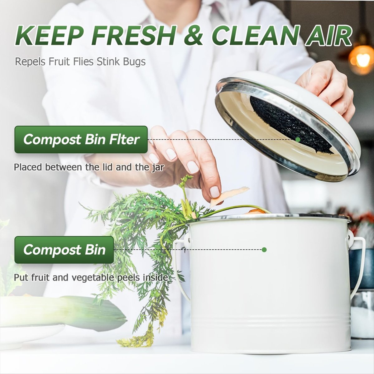 Compost Bin Countertop - A92G Nowy Filtr do Pojemnika na